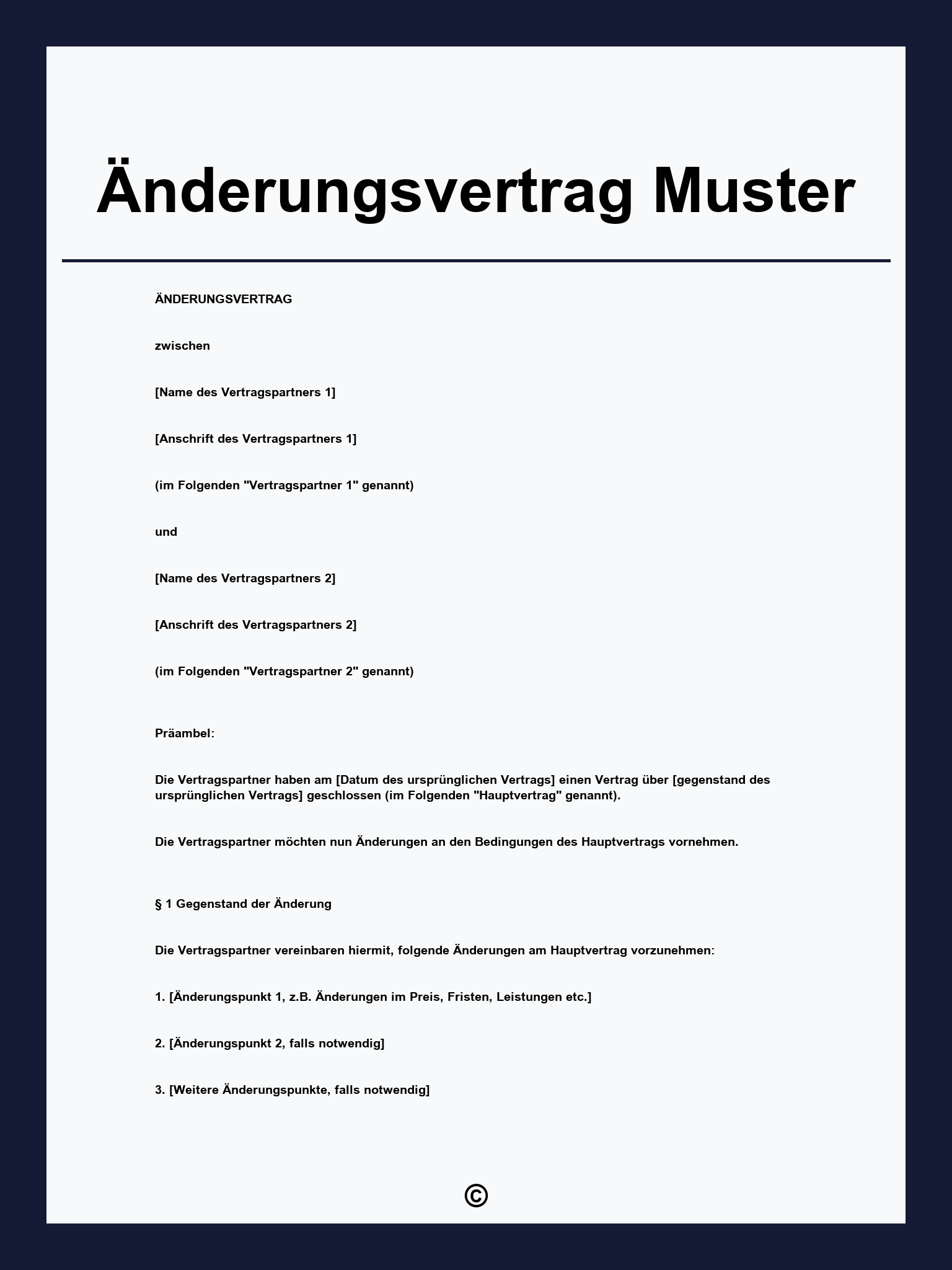 Änderungsvertrag Muster