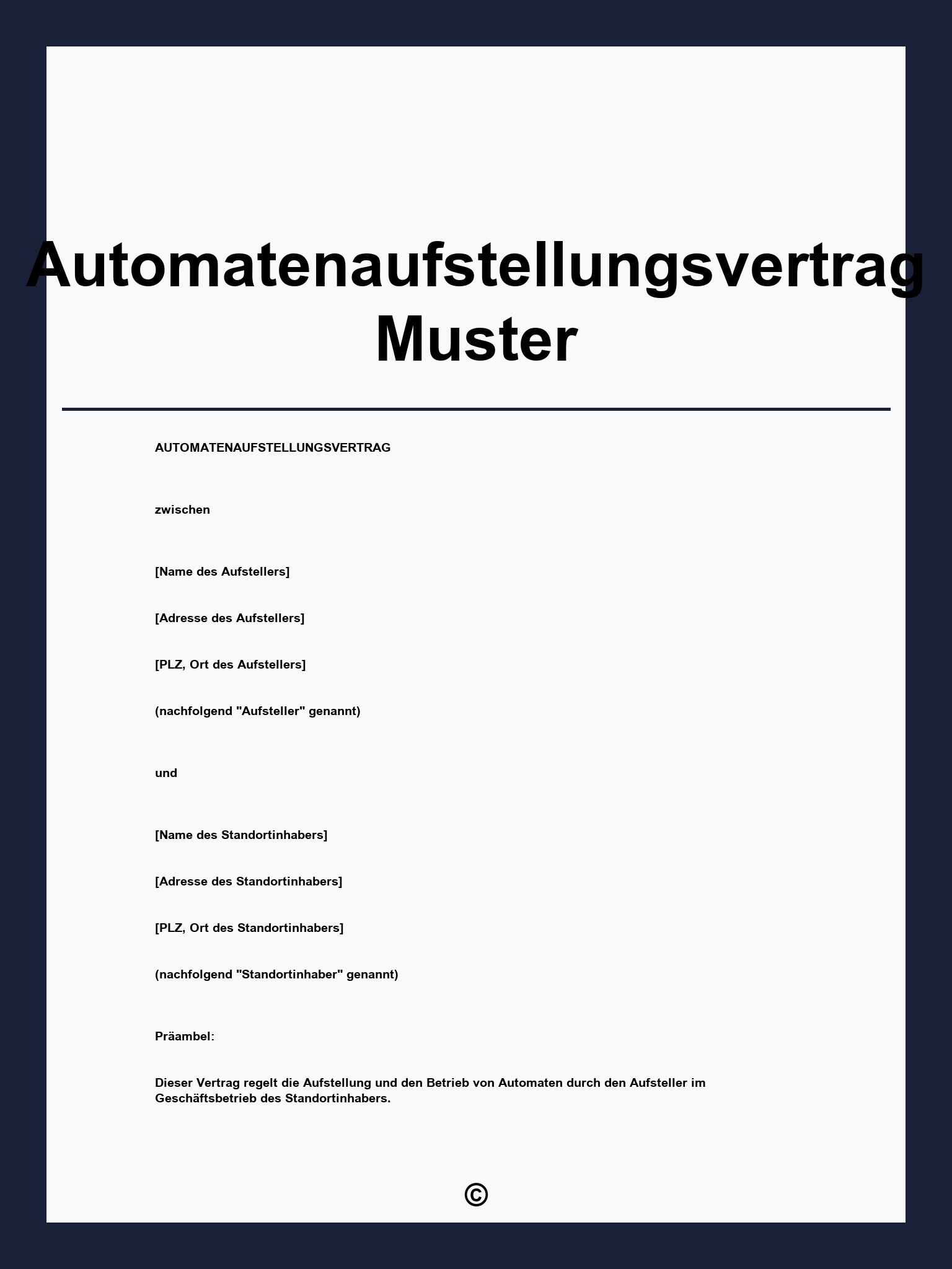 Automatenaufstellungsvertrag Muster