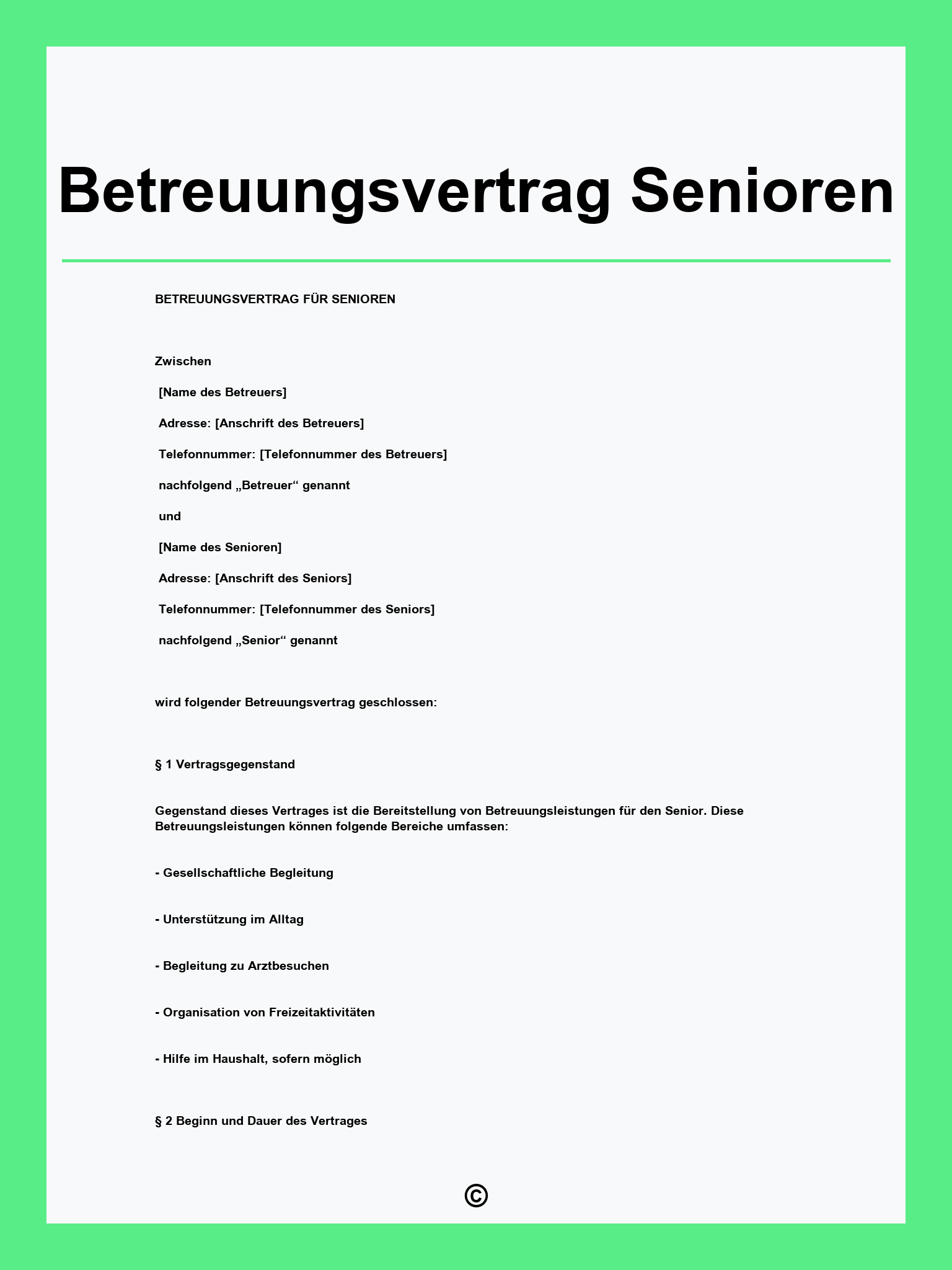 Betreuungsvertrag Senioren