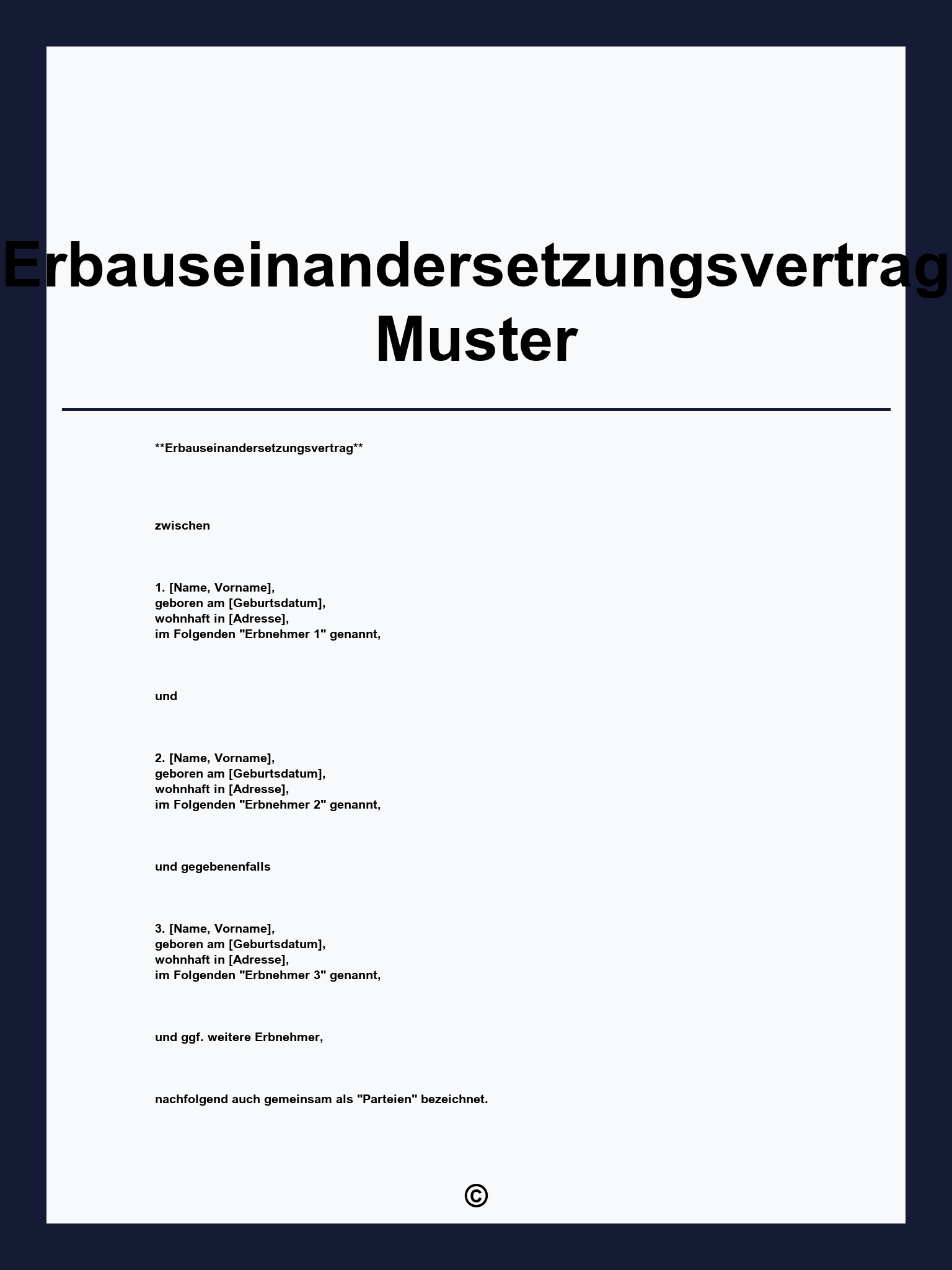 Erbauseinandersetzungsvertrag Muster