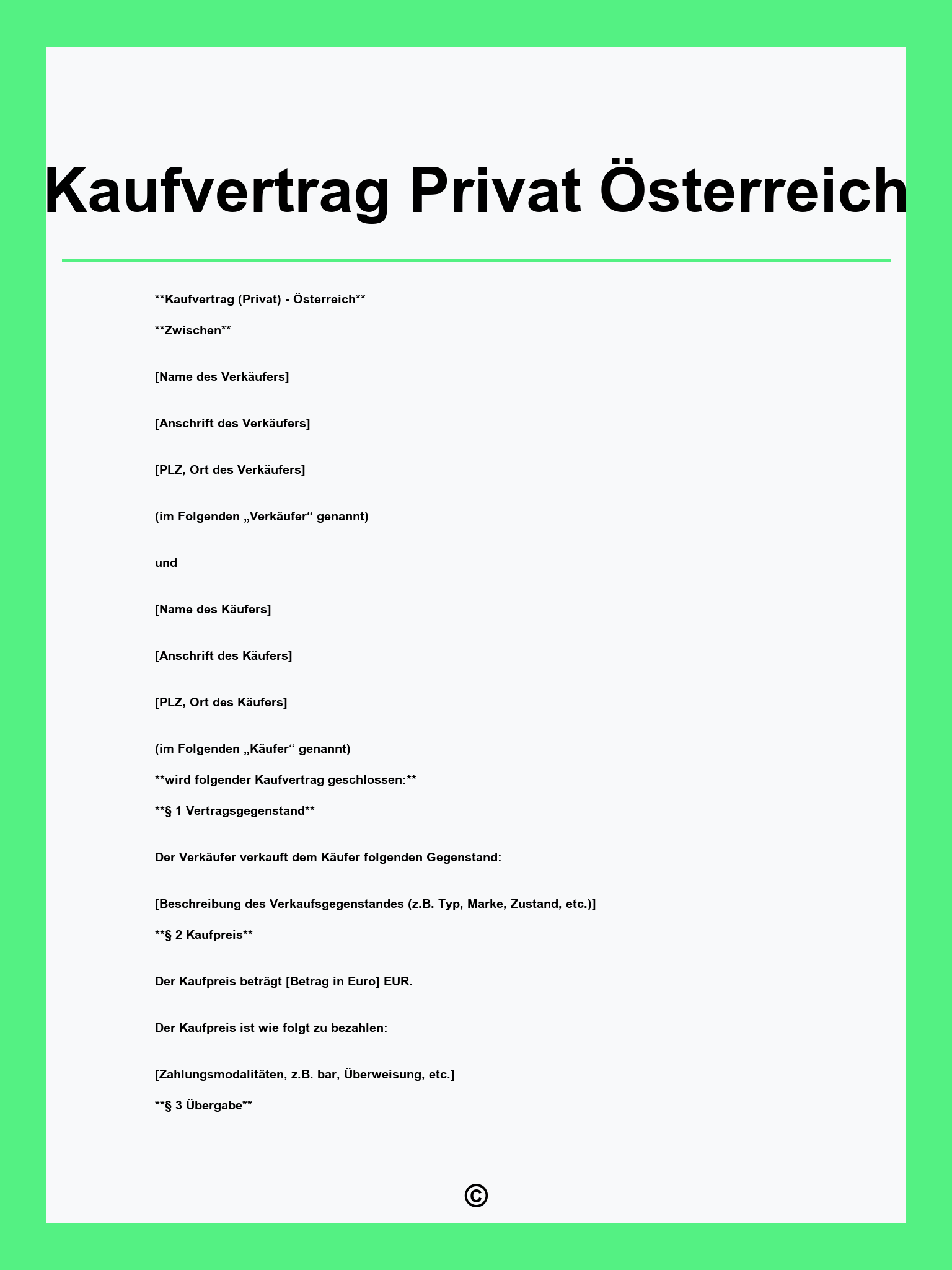 Kaufvertrag Privat Österreich