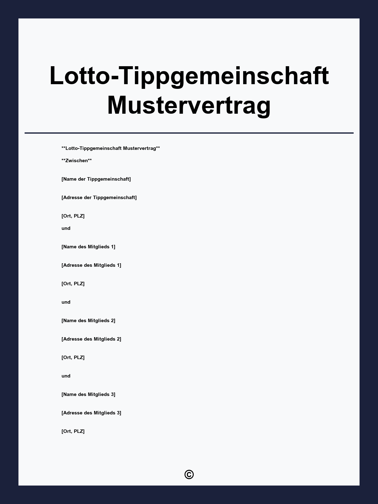 Lotto-Tippgemeinschaft Mustervertrag