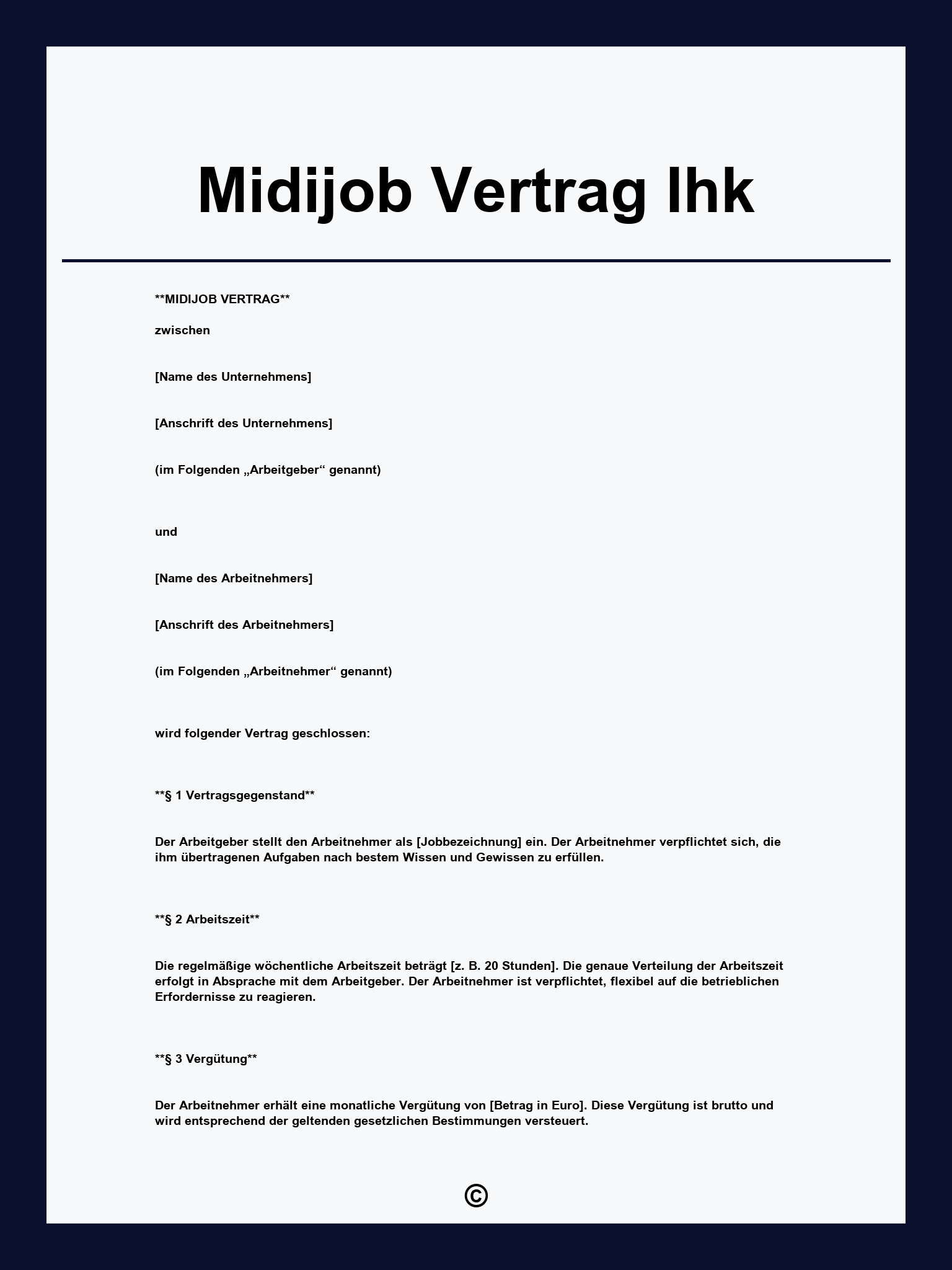 Midijob Vertrag Ihk