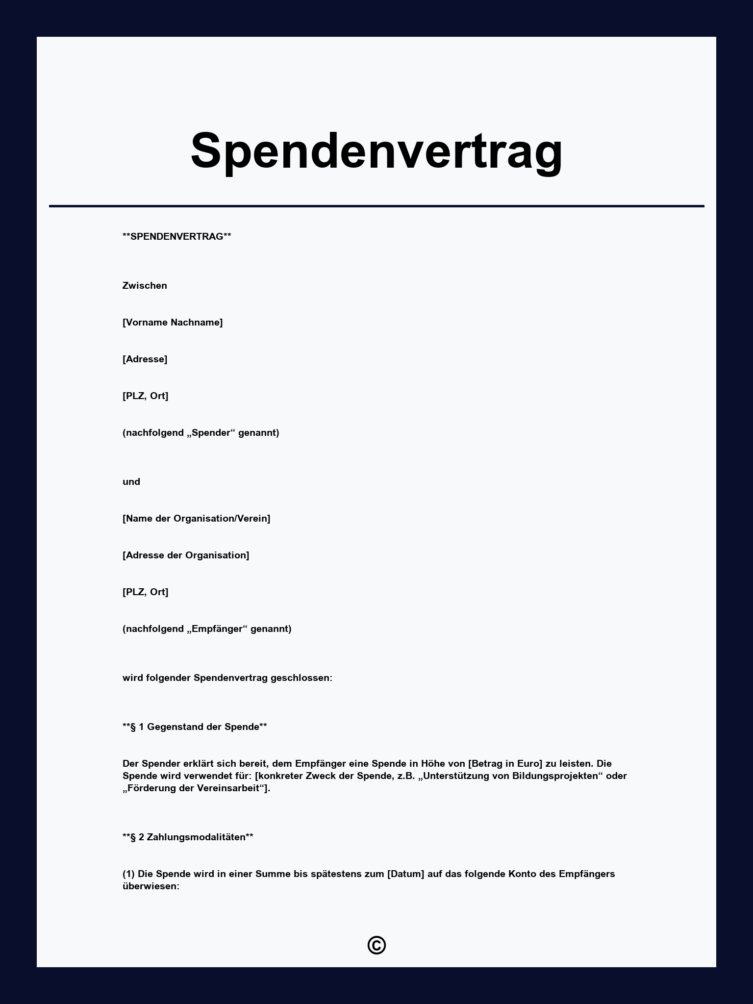 Spendenvertrag