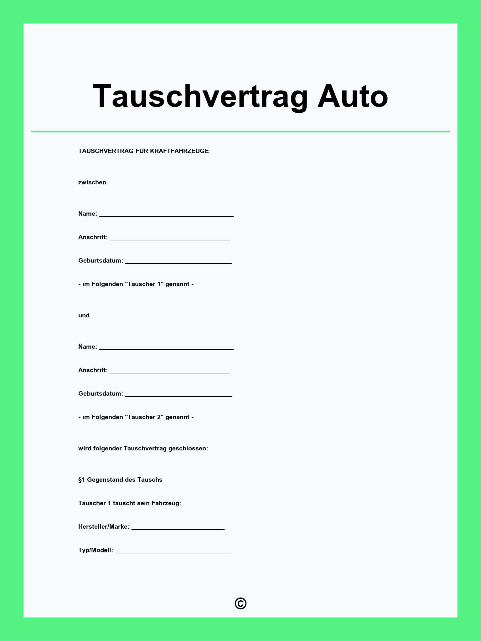 Tauschvertrag Auto