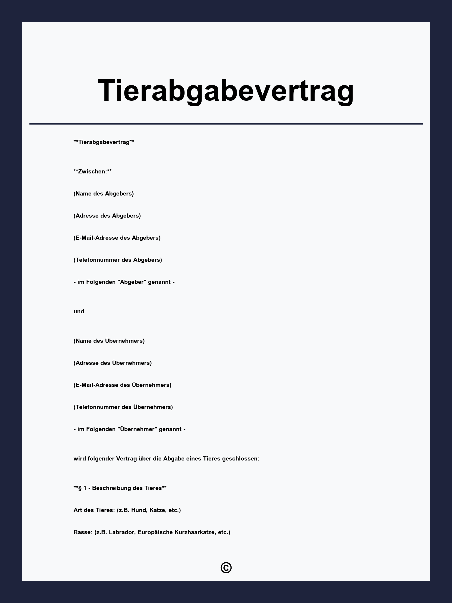 Tierabgabevertrag