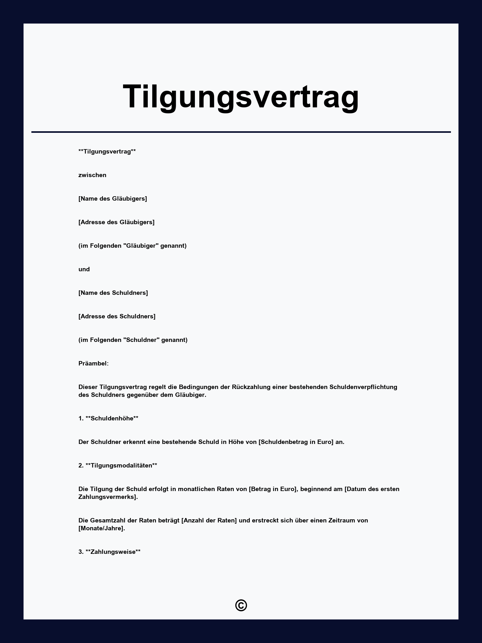 Tilgungsvertrag