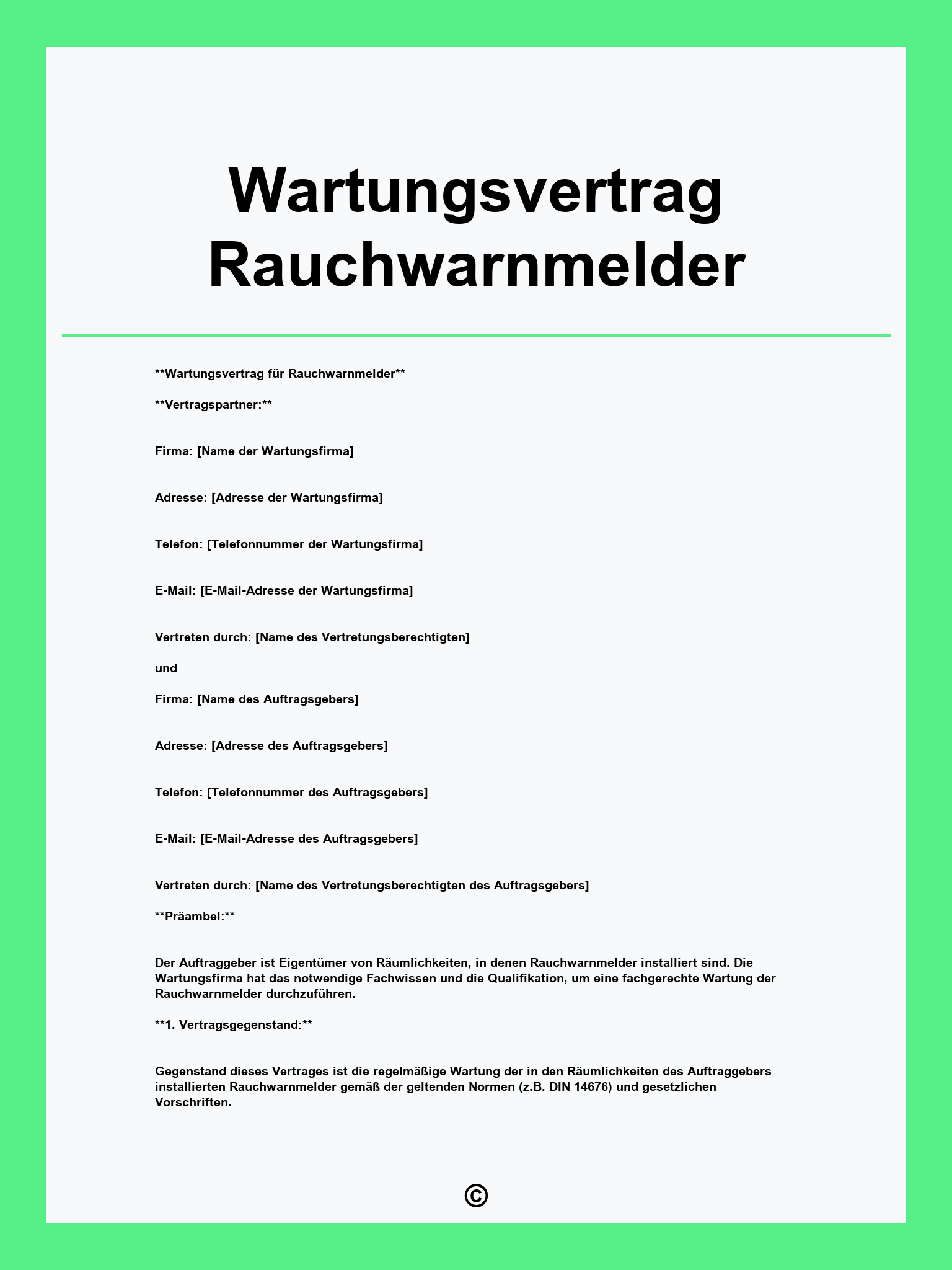 Wartungsvertrag Rauchwarnmelder